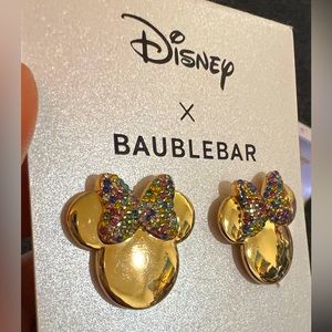 Disney X BAUBLEBAR Minnie Mouse Rhinestone Statement Studs Gold Mirror Earrings